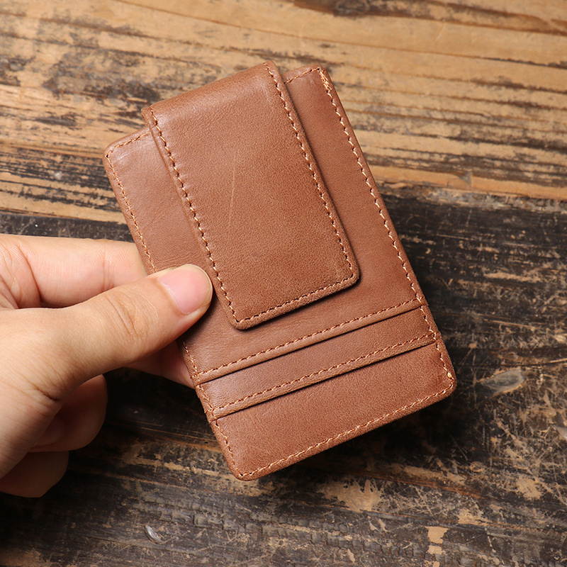 Men Slim Money Clip Wallet Lea - đánh giá và giá Money Clip Magnetic